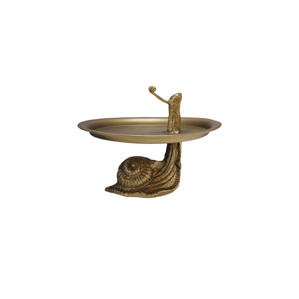 Decorative Metal Tray with Snail Shaped Stand