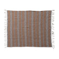 Cotton Blend Throw with Stripes & Fringe