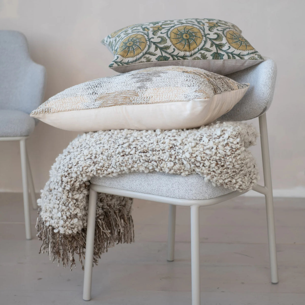 Woven New Zealand Wool Blend Shag Throw w/ Fringe