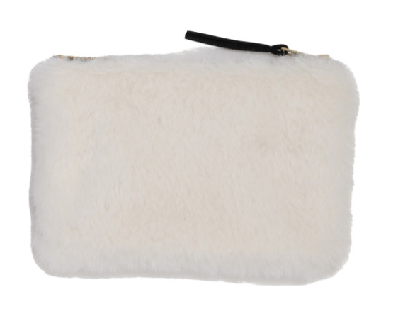 Faux Fur Fabric Zip Pouch with Interior