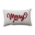 Lumbar Pillow with Embroidered "Merry"